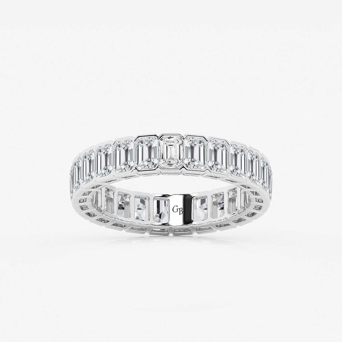3 ctw Emerald Lab Grown Diamond Half Bezel Eternity Band - 4.2mm Width 14K White Gold, F, VS2