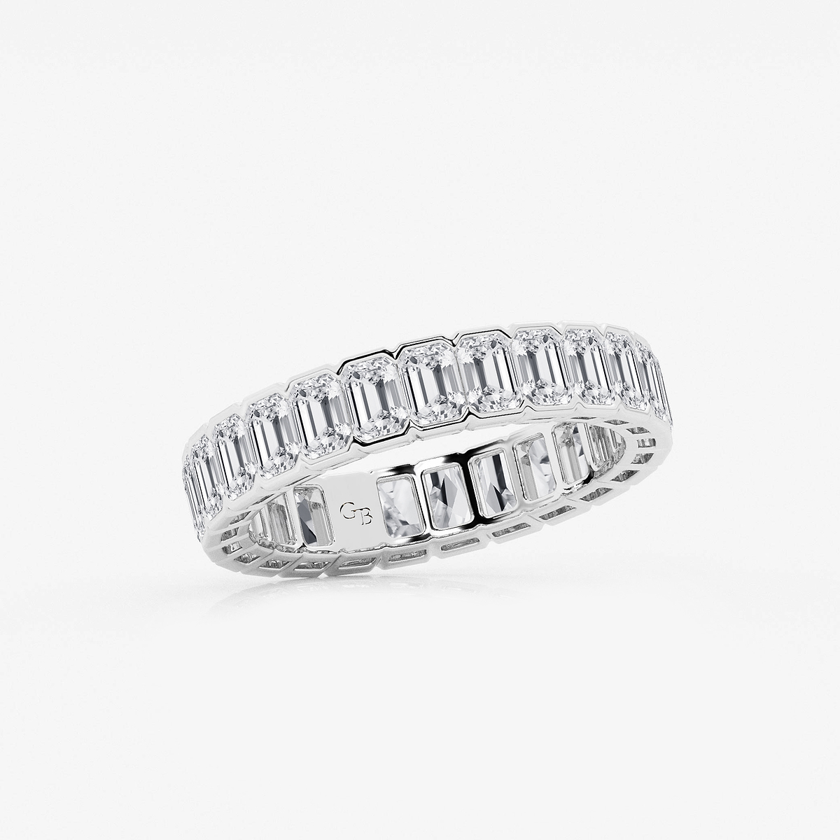 3 ctw Emerald Lab Grown Diamond Half Bezel Eternity Band - 4.2mm Width 14K White Gold, F, VS2