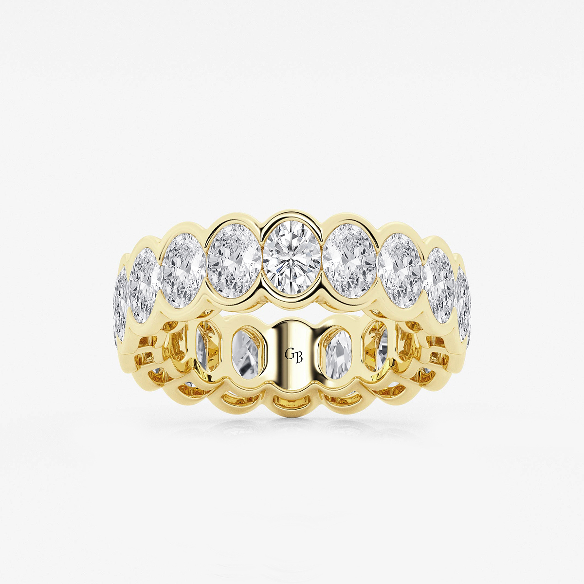 5 ctw Oval Lab Grown Diamond Half Bezel Eternity Band - 6.7mm Width