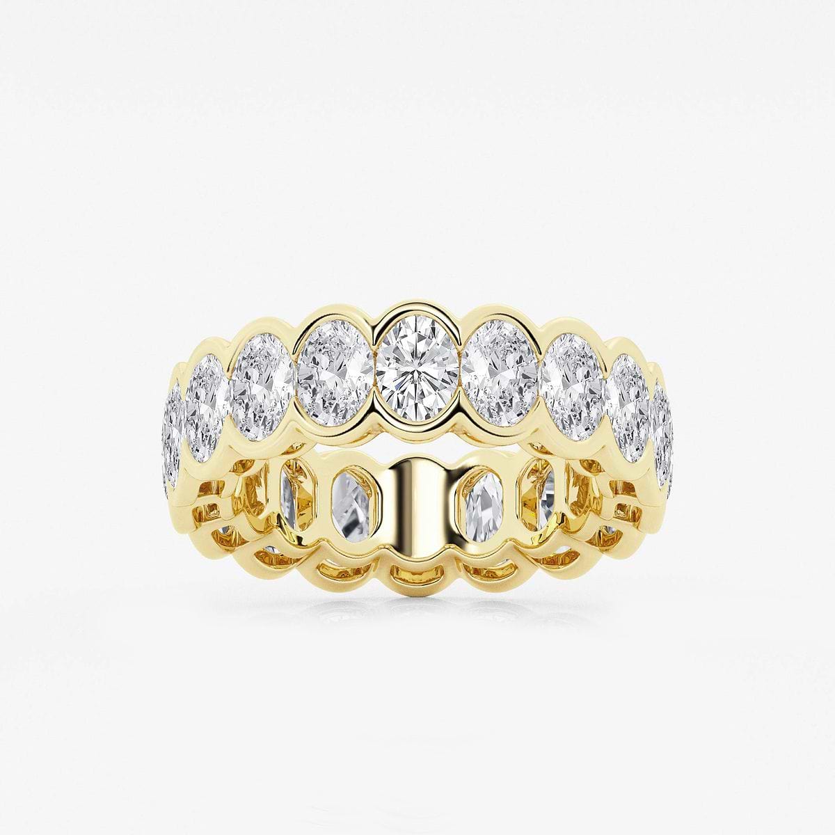 5 ctw Oval Lab Grown Diamond Half Bezel Eternity Band - 6.7mm Width 14K Yellow Gold, F, VS2