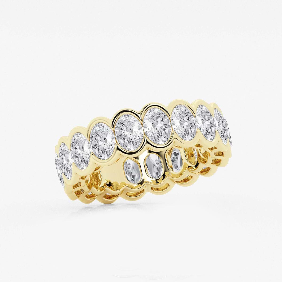 5 ctw Oval Lab Grown Diamond Half Bezel Eternity Band - 6.7mm Width 14K Yellow Gold, F, VS2
