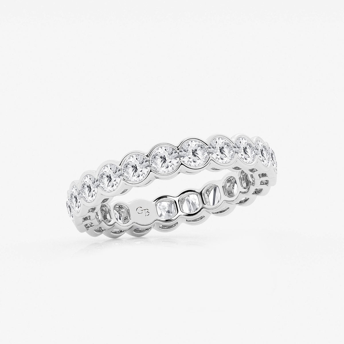 Additional Image 1 for  2 ctw Round Lab Grown Diamond Half Bezel Eternity Band - 3.6mm Width