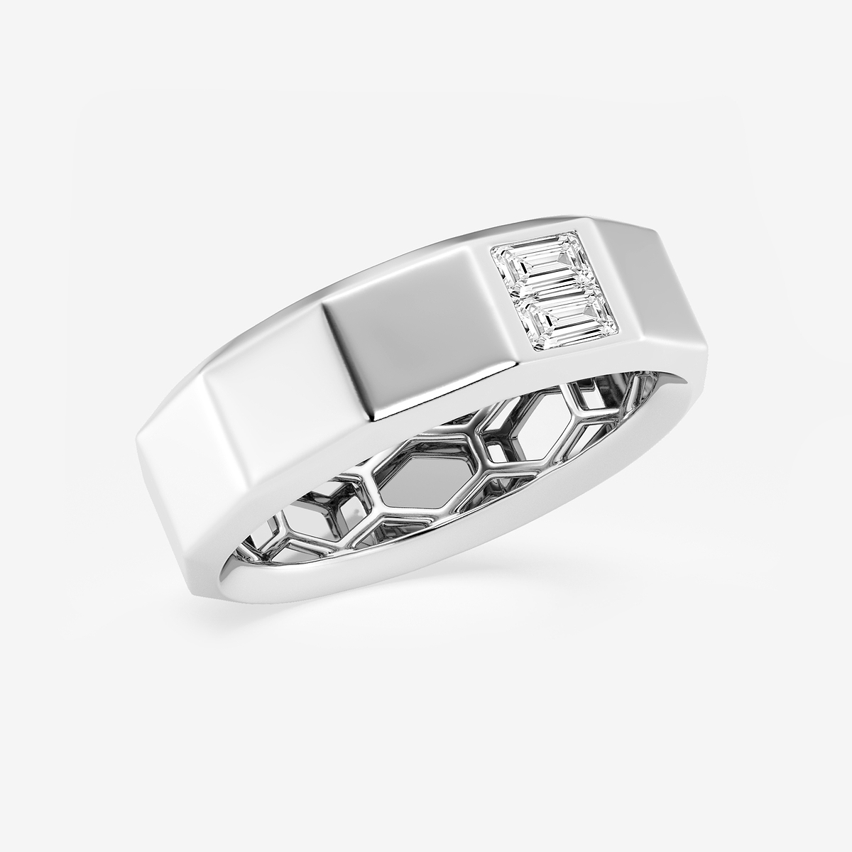 Additional Image 1 for  1/3 ctw Baguette Lab Grown Diamond Solitaire Faceted Wedding Band