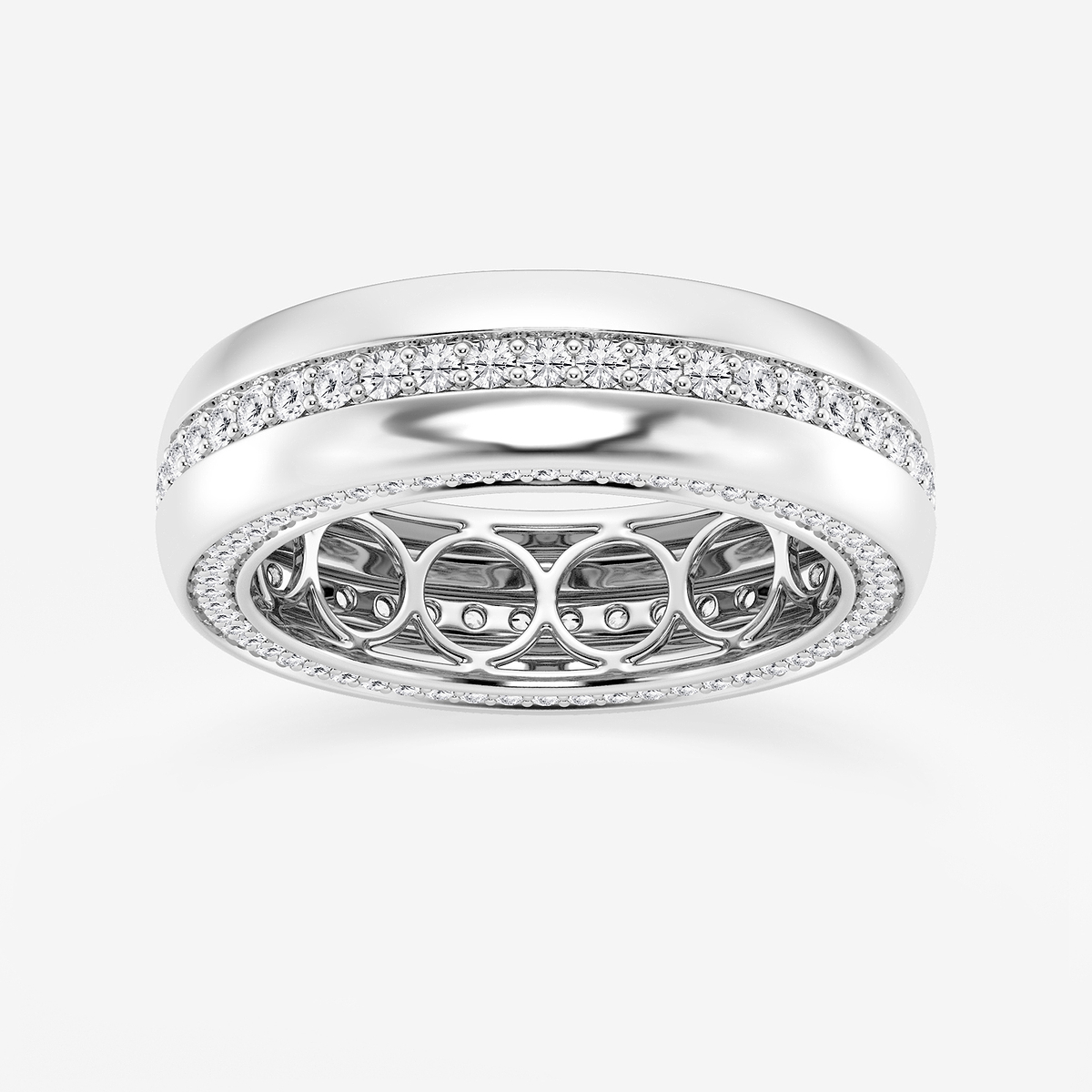 1 1/2 ctw Round Lab Grown Side Diamond Eternity Band - 8mm Width