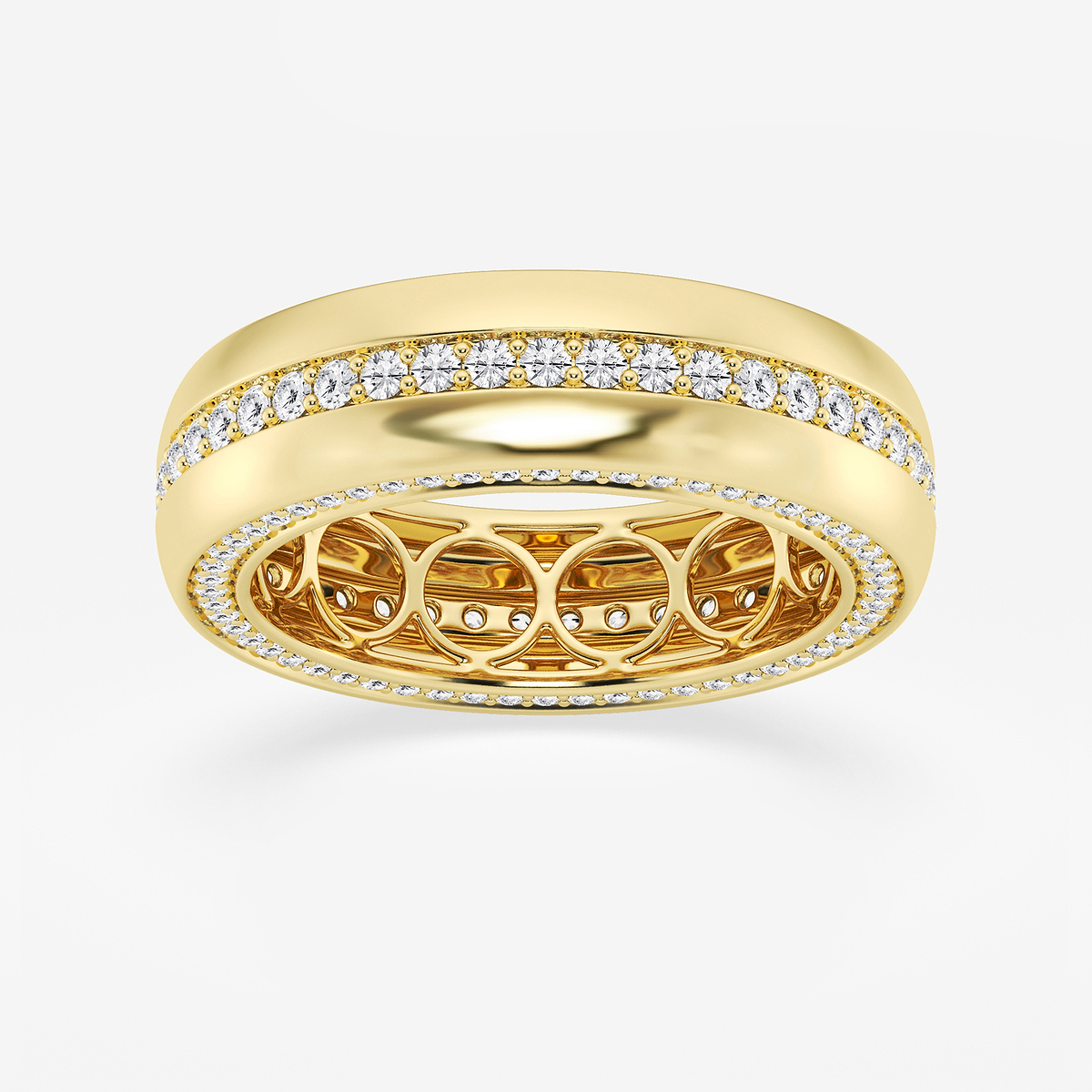 1 1/2 ctw Round Lab Grown Side Diamond Eternity Band - 8mm Width
