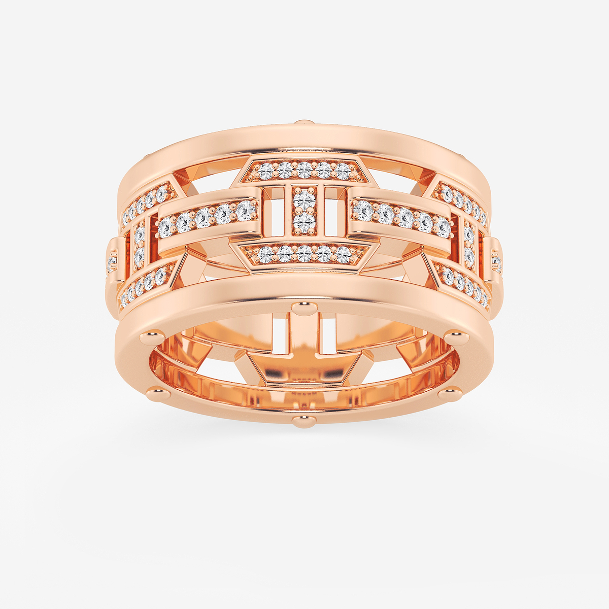 1/3 ctw Round Lab Grown Diamond Mariner Wedding Band 14K Rose Gold, F, VS2