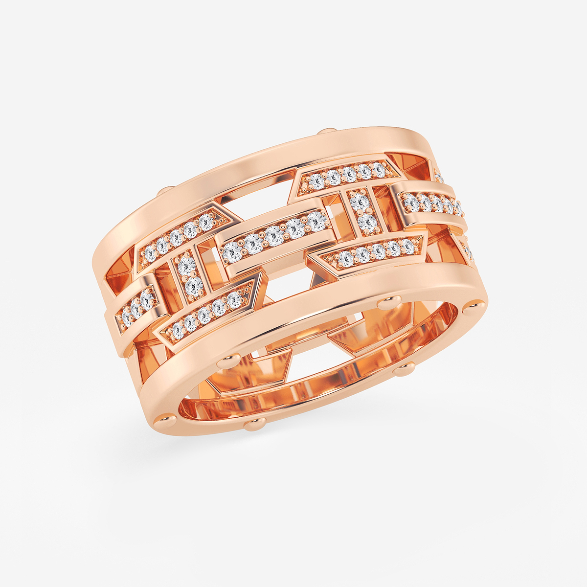 1/3 ctw Round Lab Grown Diamond Mariner Wedding Band 14K Rose Gold, F, VS2