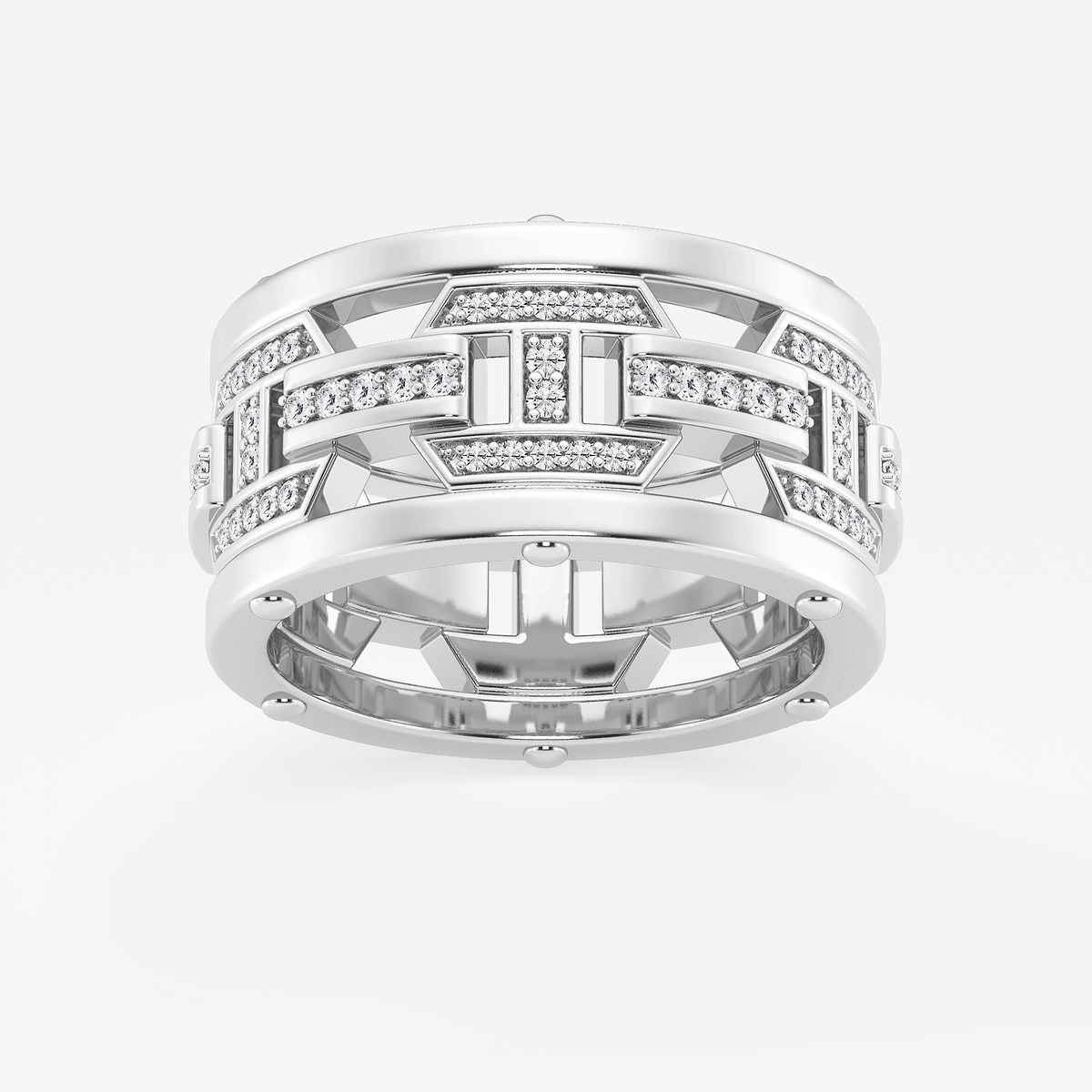1/3 ctw Round Lab Grown Diamond Mariner Wedding Band 14K White Gold, F, VS2