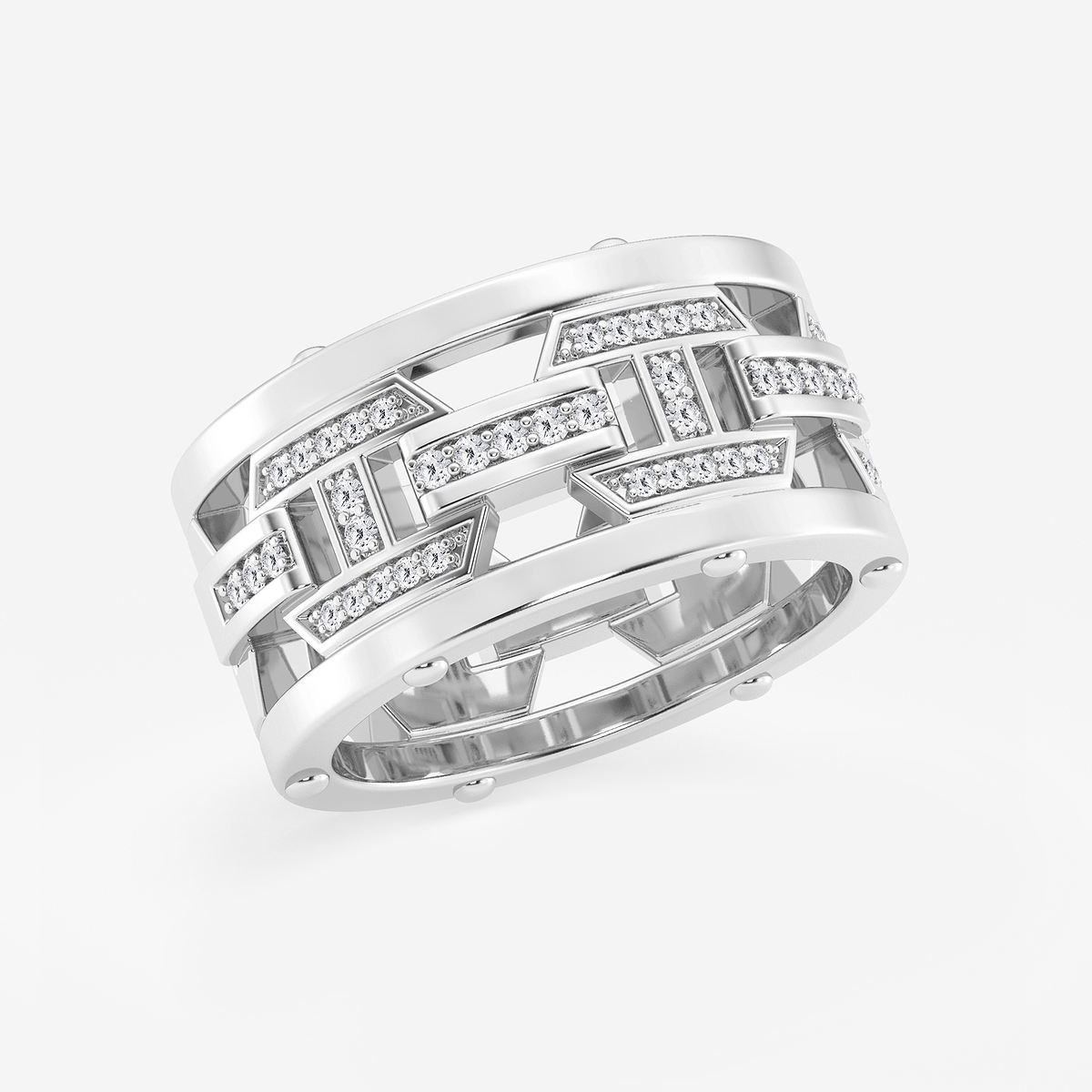 1/3 ctw Round Lab Grown Diamond Mariner Wedding Band 14K White Gold, F, VS2