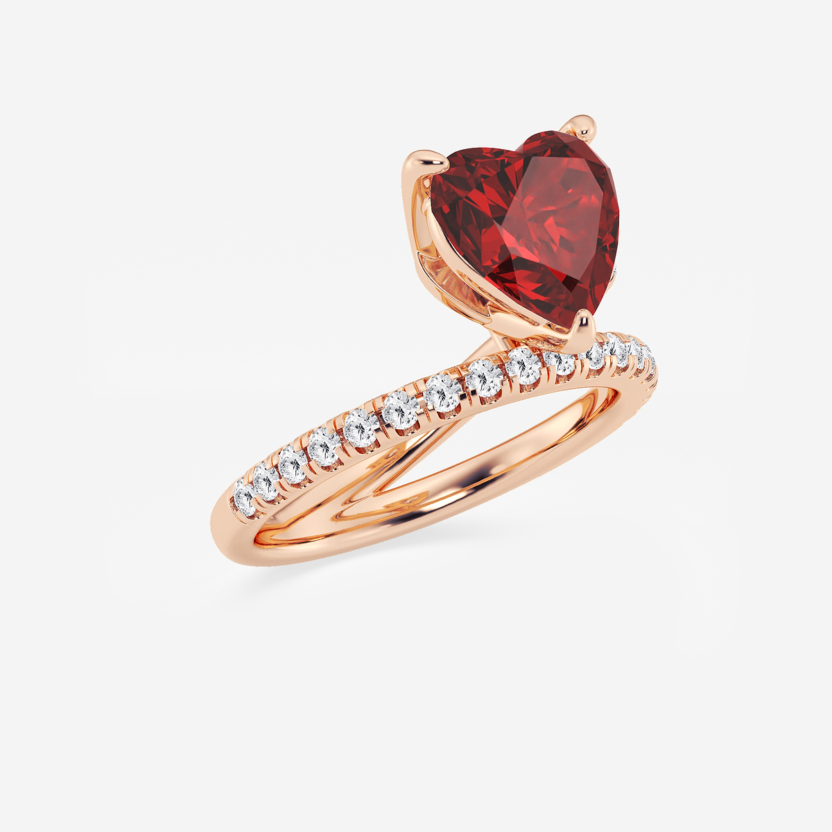 Additional Image 1 for  9.5 mm Heart Shaped Created Ruby and 1/2 ctw Round Lab Grown Diamond Solitaire Engagement Ring with Side Accents