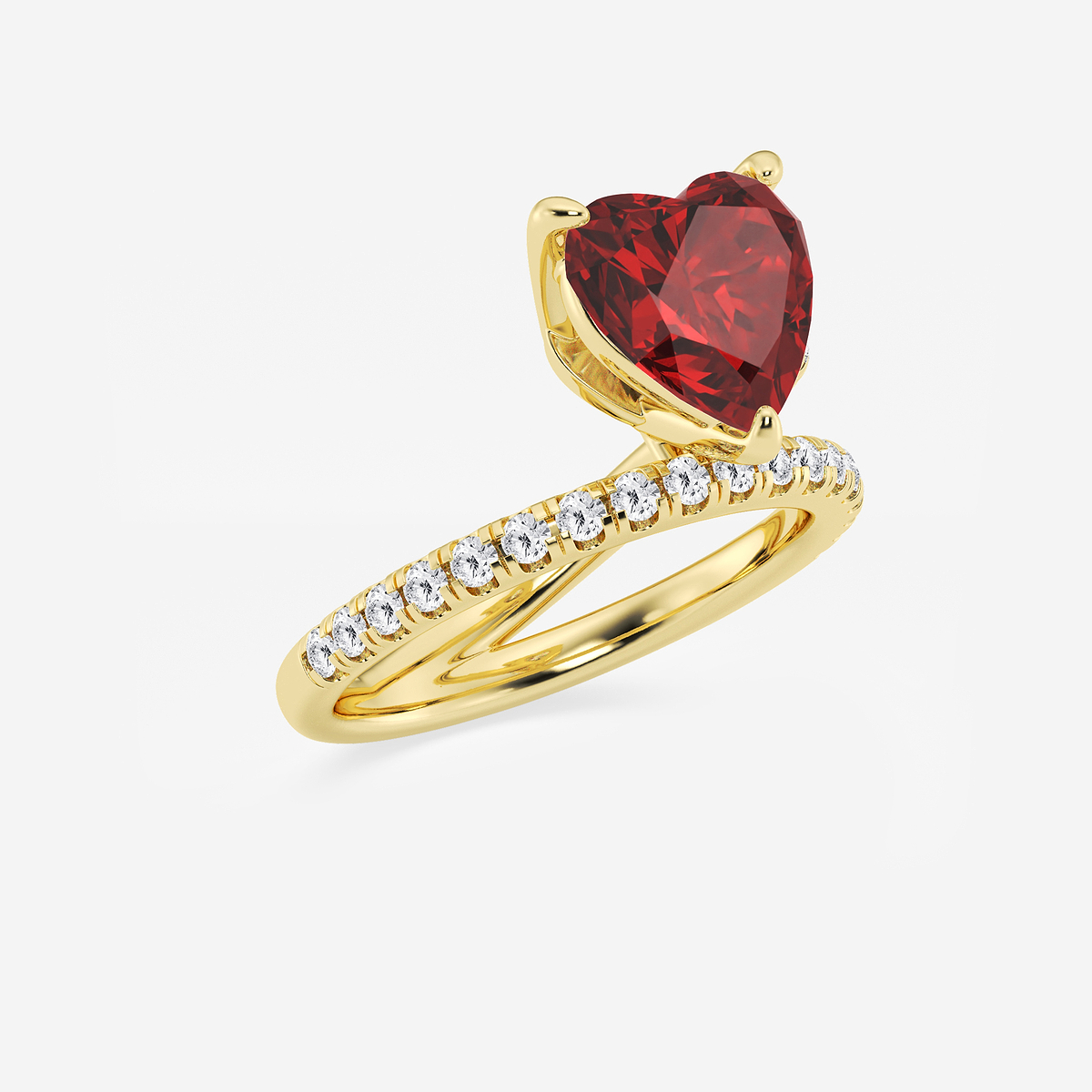 Additional Image 1 for  9.5 mm Heart Shaped Created Ruby and 1/2 ctw Round Lab Grown Diamond Solitaire Engagement Ring with Side Accents