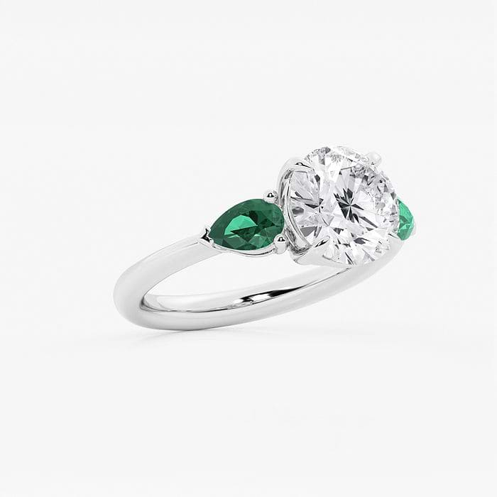 Orders White Gold Plated 6*8mm Pear Cut Lab Created Emerald Ring Gemstone Silver Ring Handmade Engagement Ring