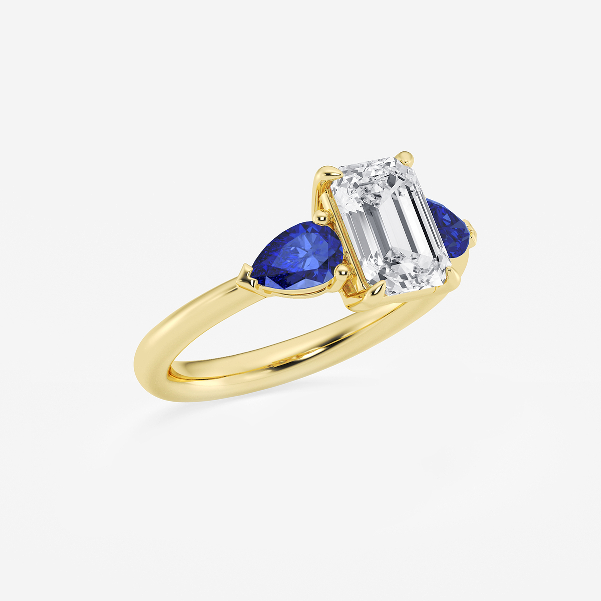 Additional Image 1 for  2 ctw Emerald Lab Grown Diamond and 6.0x3.8 mm Pear Shape Created Sapphire Side Stone Engagement Ring