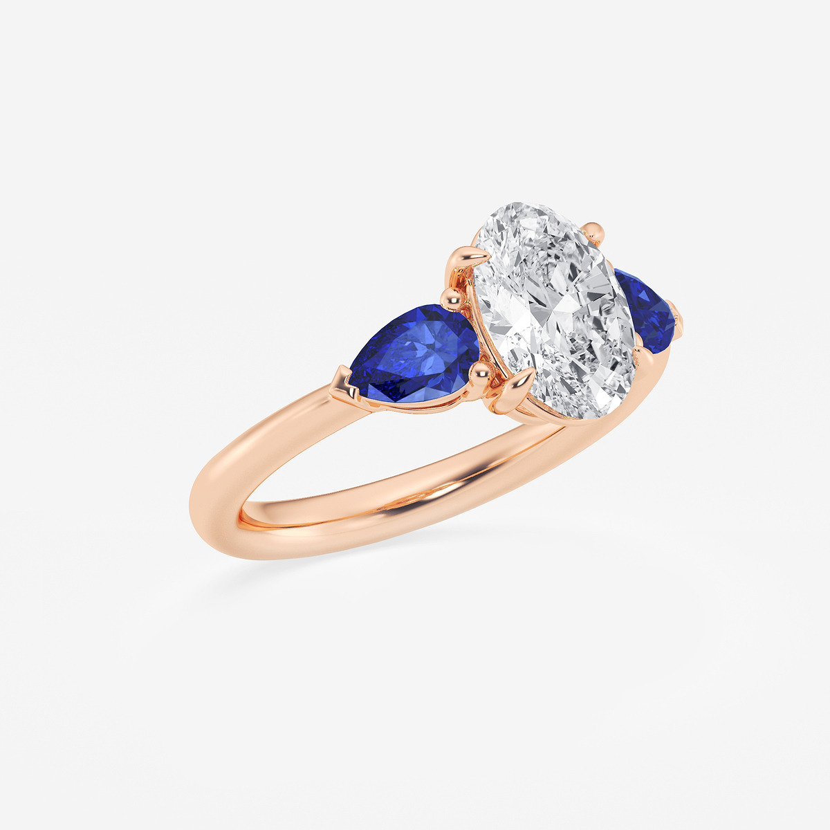 Additional Image 1 for  2 ctw Oval Lab Grown Diamond and 6.0x3.8 mm Pear Shape Created Sapphire Side Stone Engagement Ring