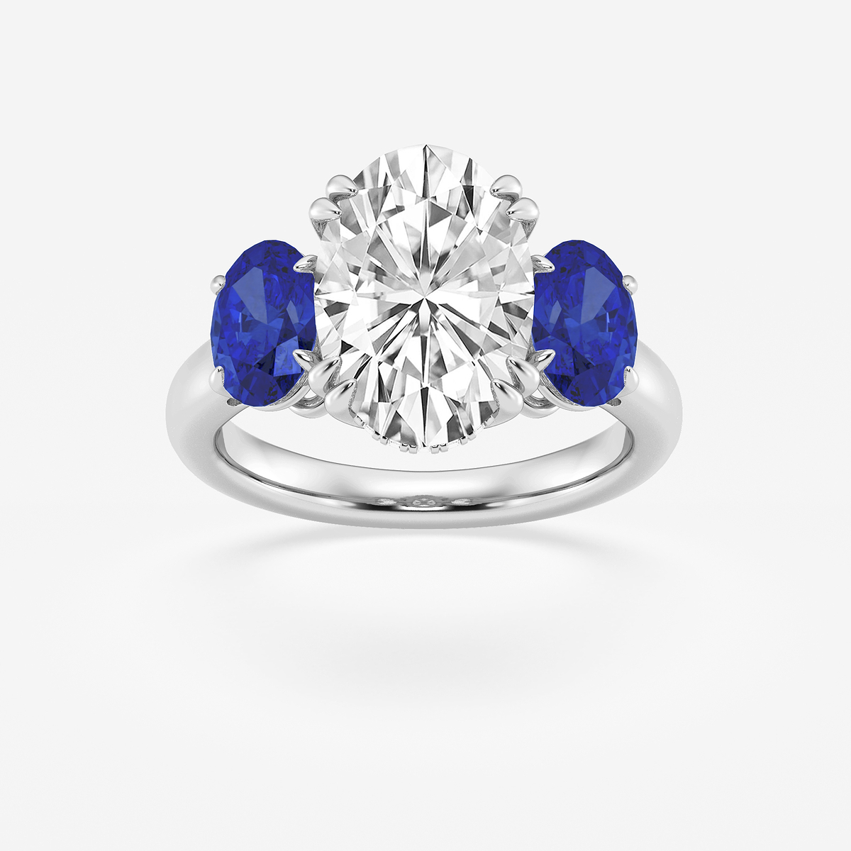 4.39 Ct Oval Natural Sapphire & Diamond Engagement Ring – 14K White Gold, Size 7