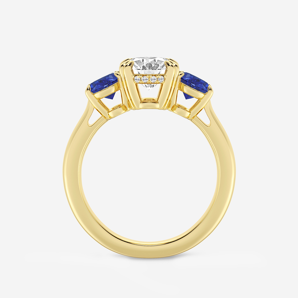 Additional Image 1 for  2 7/8 ctw Oval Lab Grown Diamond and Oval Cut Sapphire Three-Stone Hidden Halo Engagement Ring