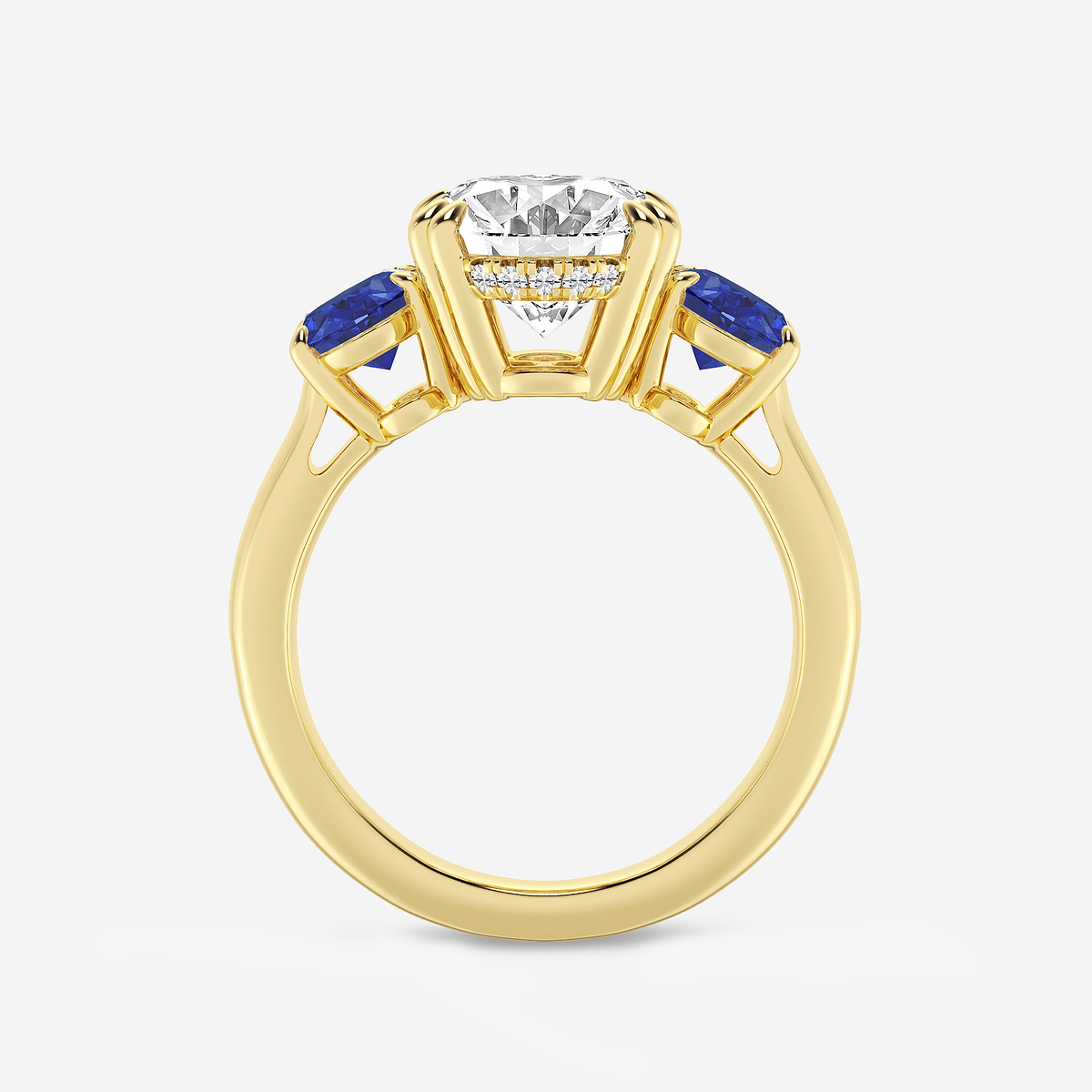 Additional Image 1 for  4 7/8 ctw Oval Lab Grown Diamond and Oval Cut Sapphire Three-Stone Hidden Halo Engagement Ring