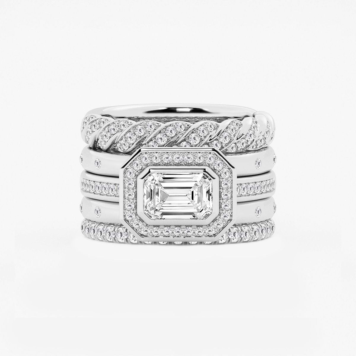 2 1/3 ctw Emerald Lab Grown Diamond East-West Five Piece Fashion Band
