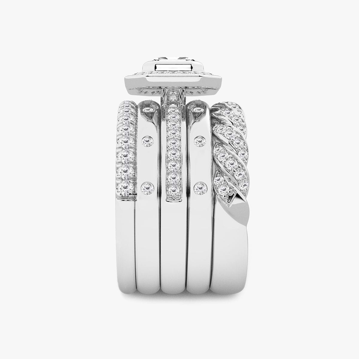 Additional Image 1 for  2 1/3 ctw Emerald Lab Grown Diamond East-West Five Piece Fashion Band