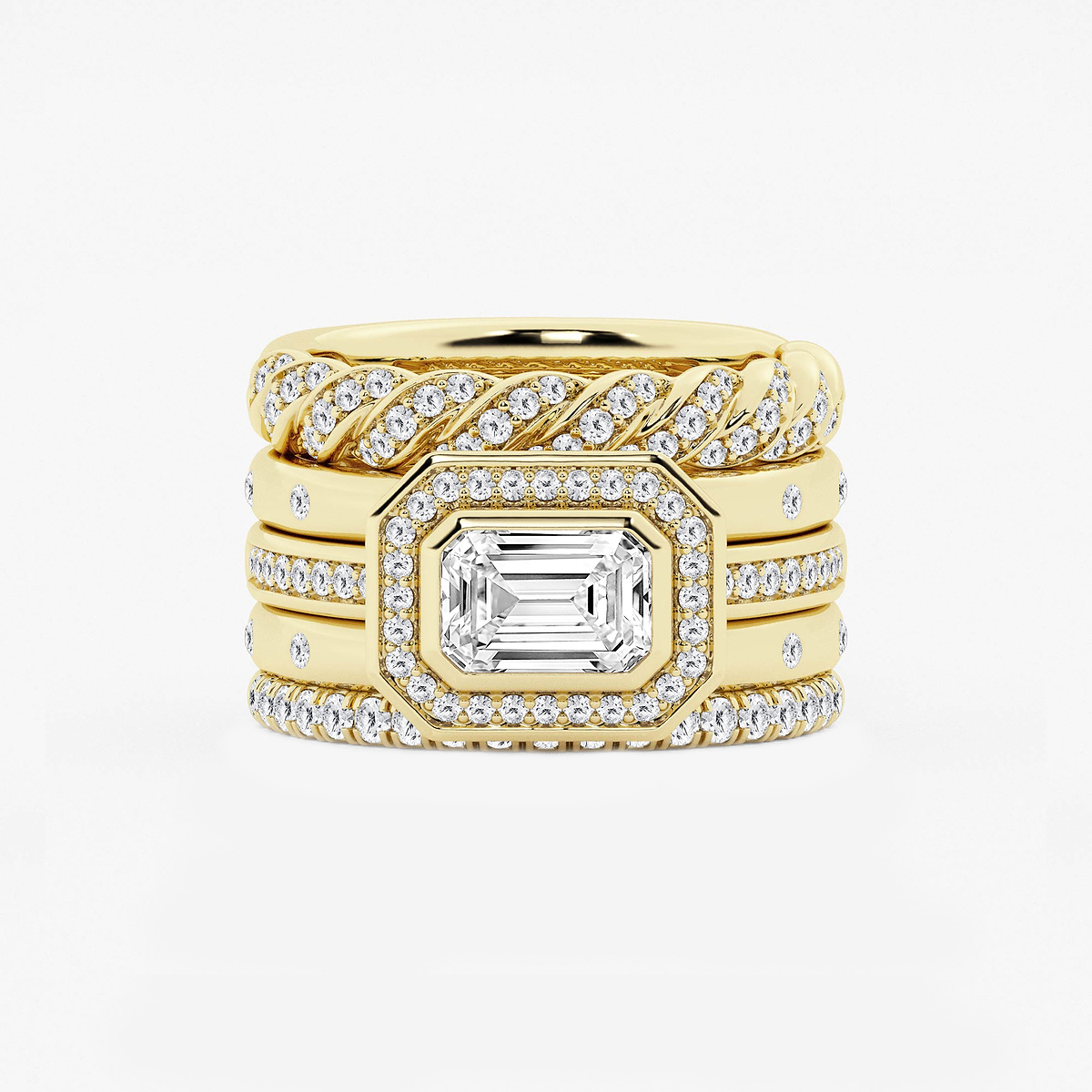 2 1/3 ctw Emerald Lab Grown Diamond East-West Five Piece Band