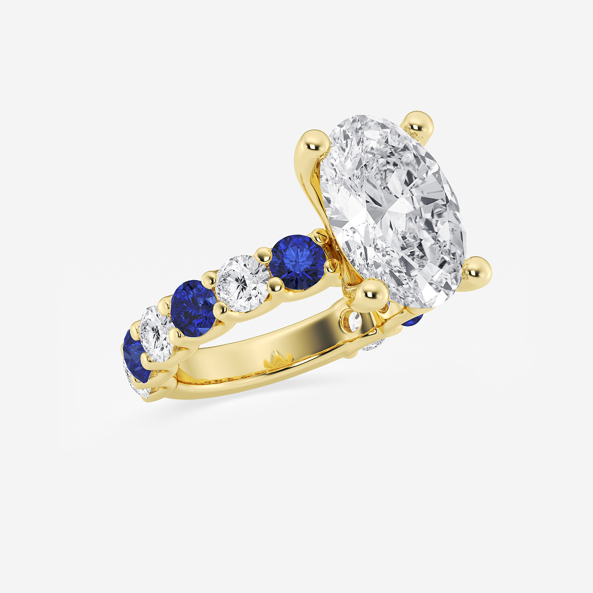 Additional Image 1 for  5 ctw Oval Lab Grown Diamond and 3.5mm Round Created Sapphire Side Stone Engagement Ring