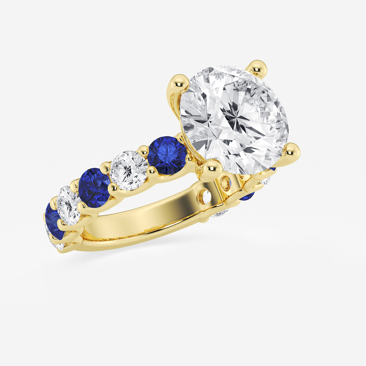 Additional Image 1 for  5 ctw Round Lab Grown Diamond and 3.5mm Round Created Sapphire Side Stone Engagement Ring