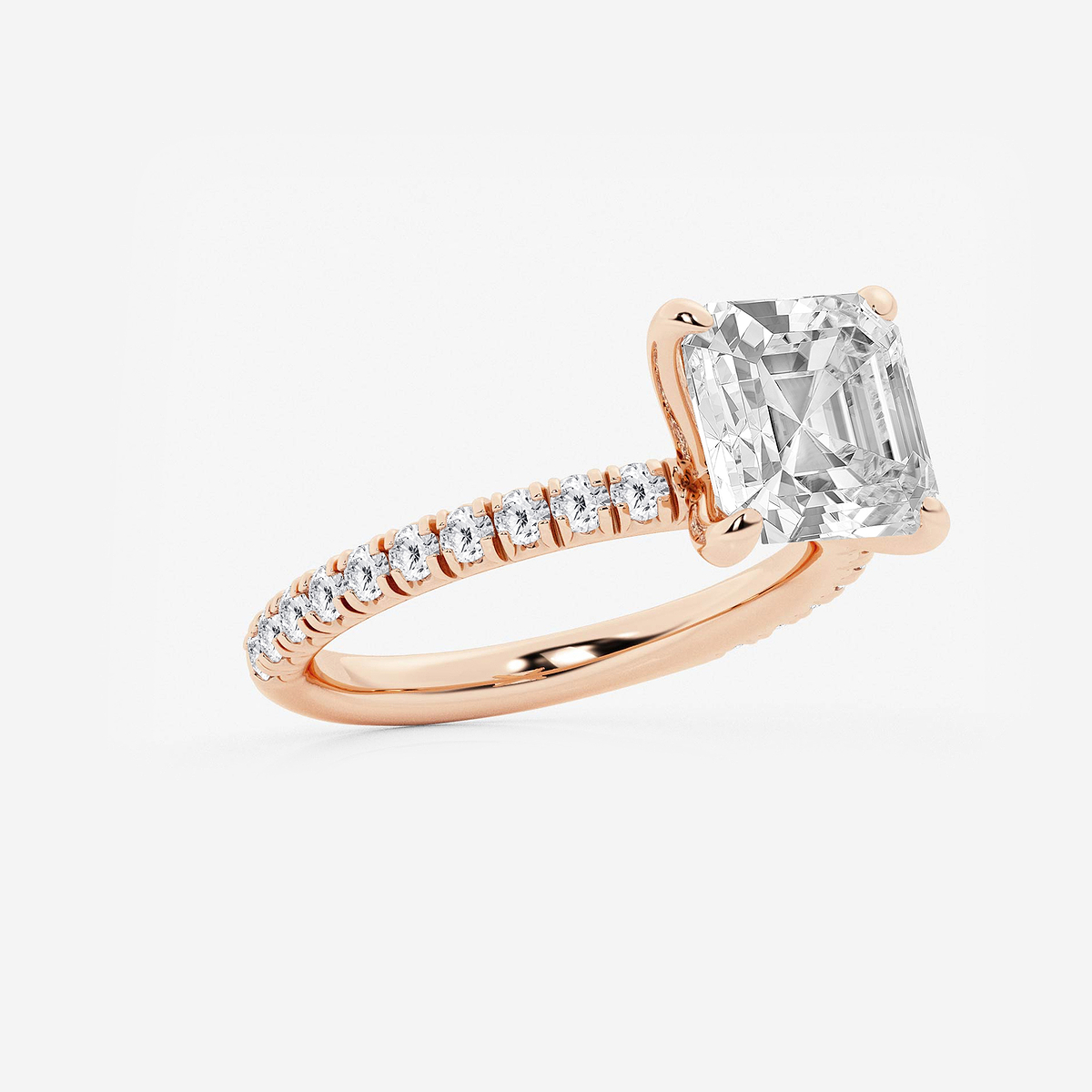 Additional Image 1 for  3 3/8 ctw Asscher Lab Grown Diamond Side Stone Engagement Ring