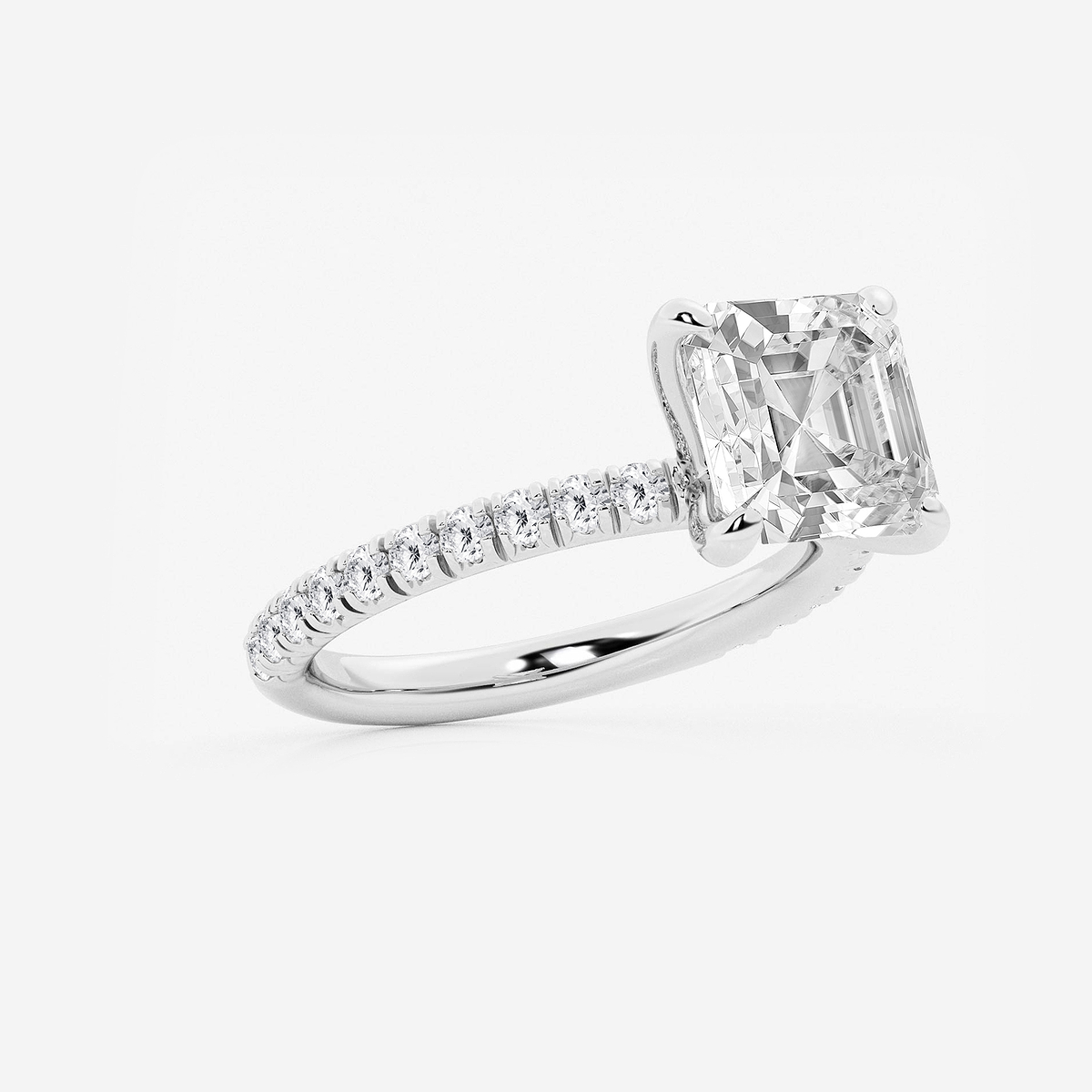Additional Image 1 for  3 3/8 ctw Asscher Lab Grown Diamond Side Stone Engagement Ring