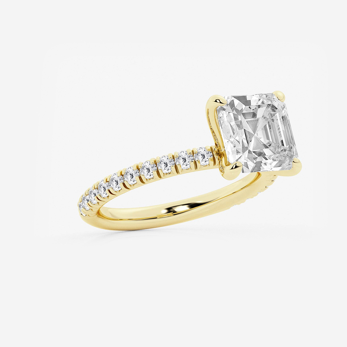 Additional Image 1 for  3 3/8 ctw Asscher Lab Grown Diamond Side Stone Engagement Ring
