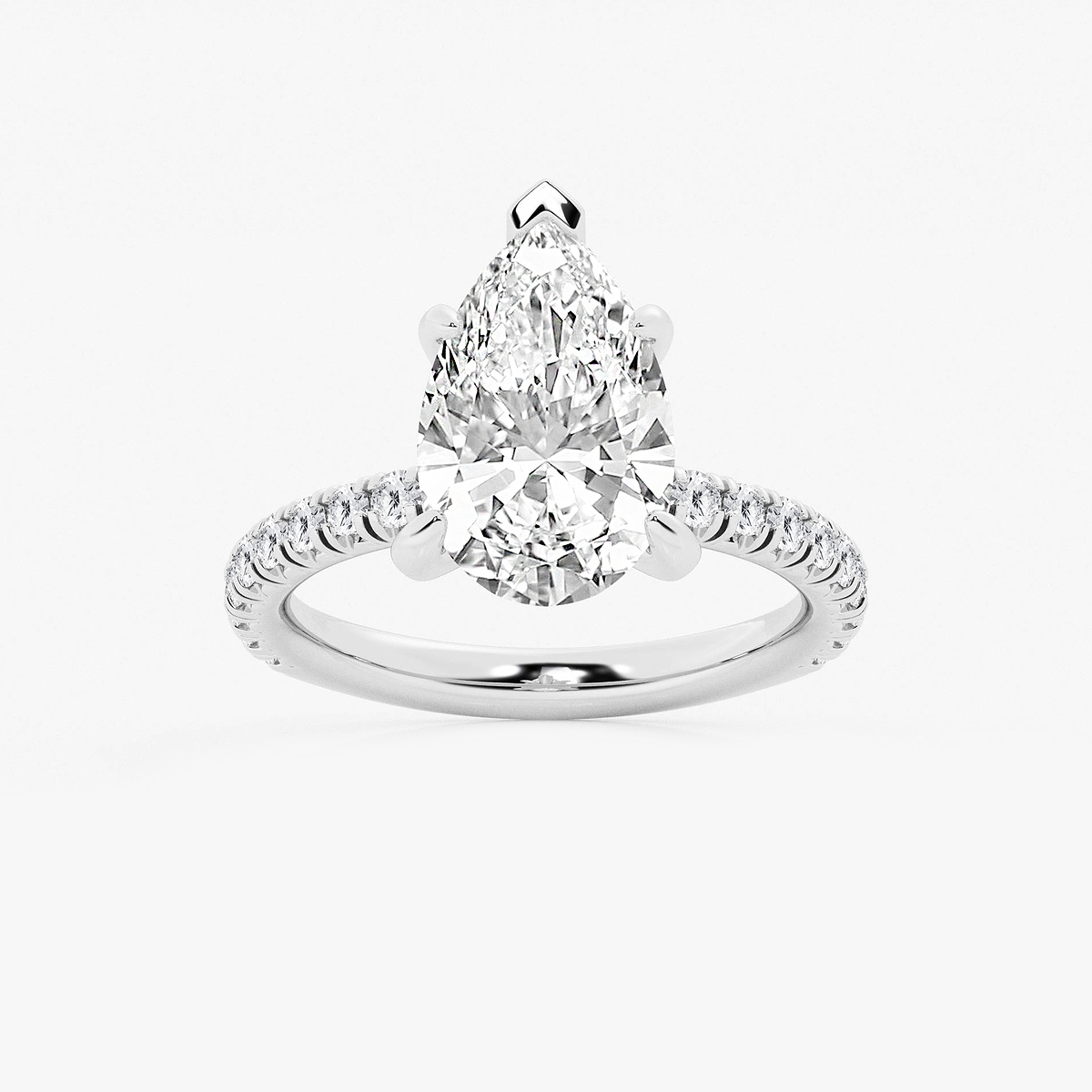 3 3/8 ctw Pear Lab Grown Diamond Side Stone Engagement Ring