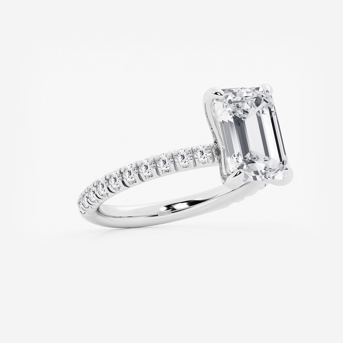 Additional Image 1 for  3 3/8 ctw Emerald Lab Grown Diamond Side Stone Engagement Ring