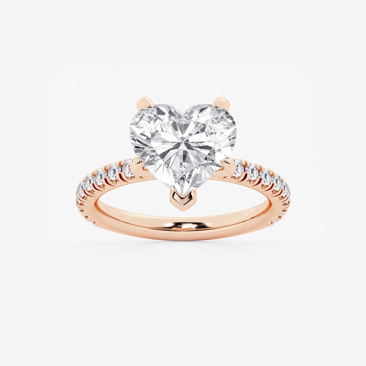 3 3/8 ctw Heart Lab Grown Diamond Side Stone Engagement Ring