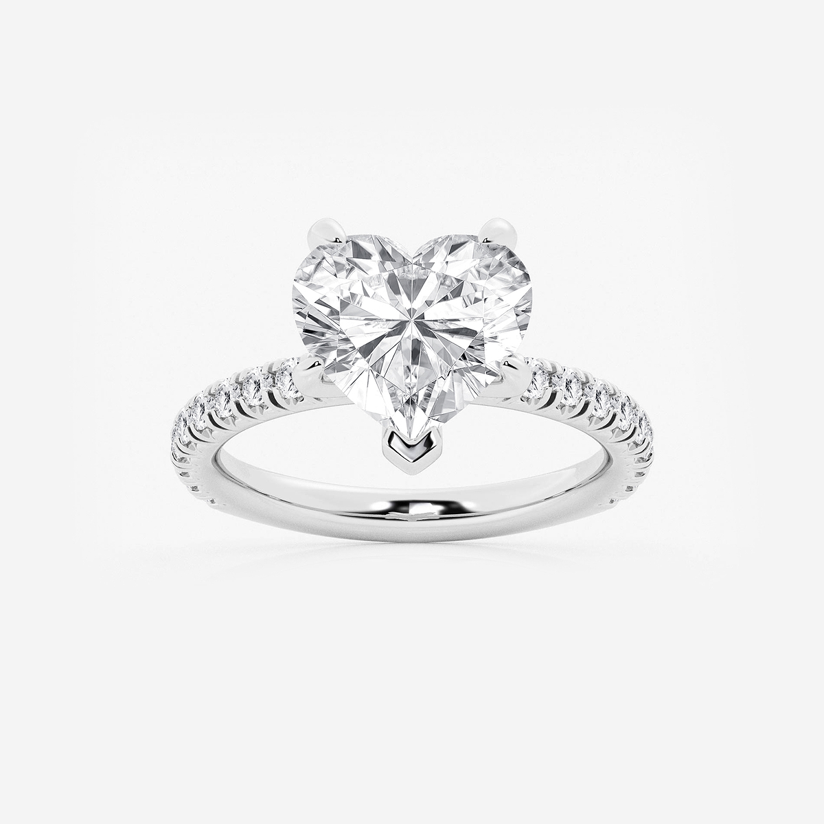 3 3/8 ctw Heart Lab Grown Diamond Side Stone Engagement Ring