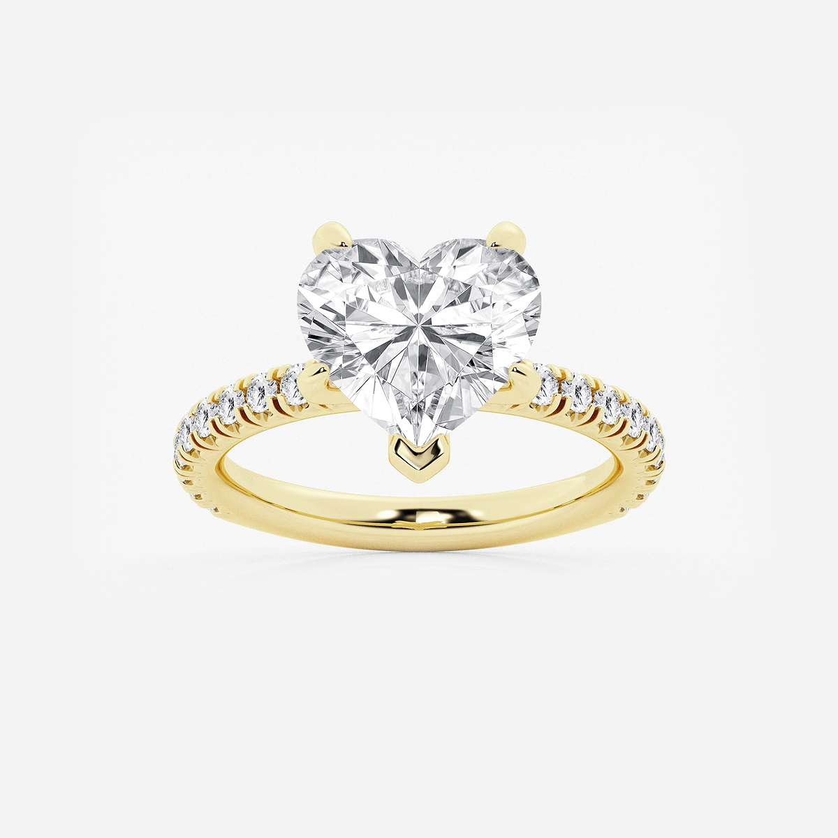 3 3/8 ctw Heart Lab Grown Diamond Side Stone Engagement Ring