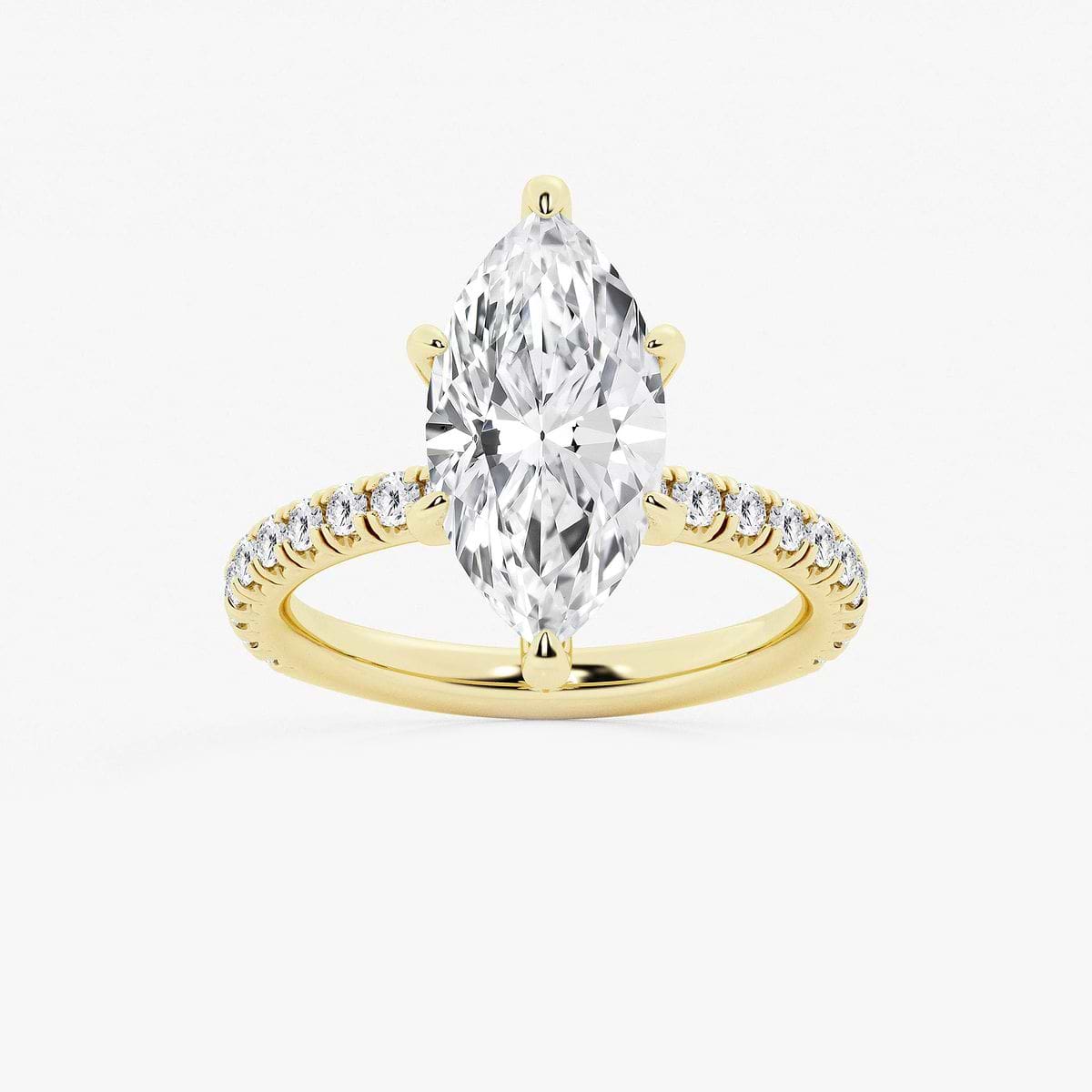3 3/8 ctw Marquise Lab Grown Diamond Side Stone Engagement Ring