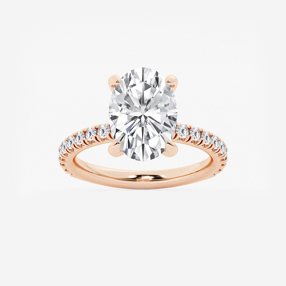 3 3/8 ctw Oval Lab Grown Diamond Side Stone Engagement Ring
