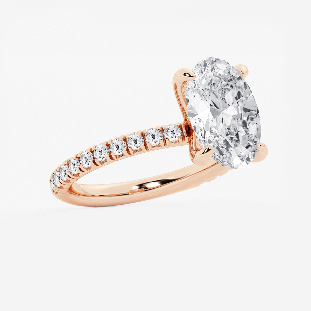 Additional Image 1 for  3 3/8 ctw Oval Lab Grown Diamond Side Stone Engagement Ring