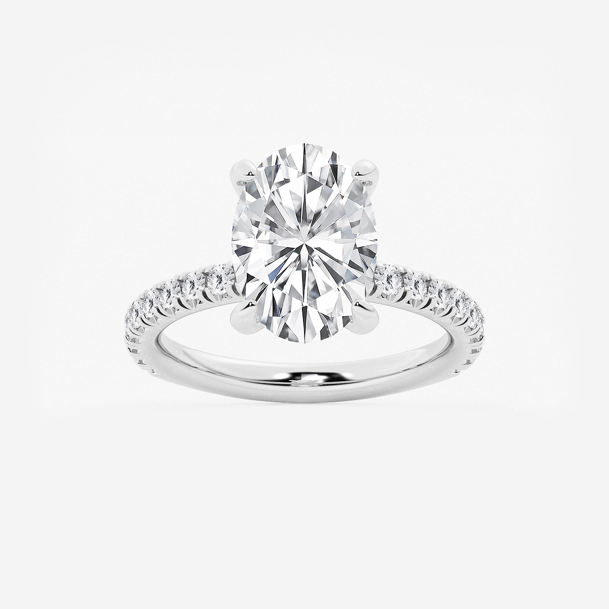3 3/8 ctw Oval Lab Grown Diamond Side Stone Engagement Ring