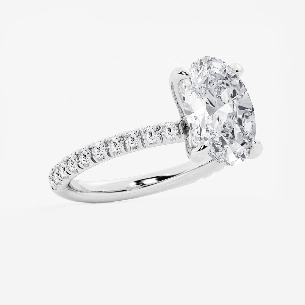 Additional Image 1 for  3 3/8 ctw Oval Lab Grown Diamond Side Stone Engagement Ring
