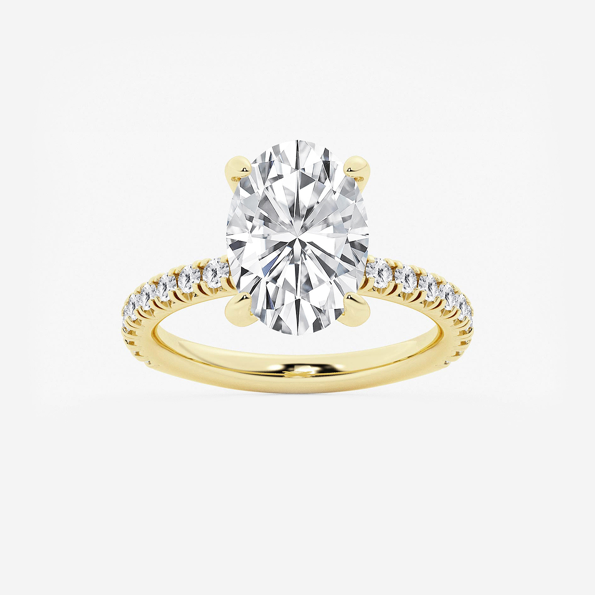 3 3/8 ctw Oval Lab Grown Diamond Side Stone Engagement Ring
