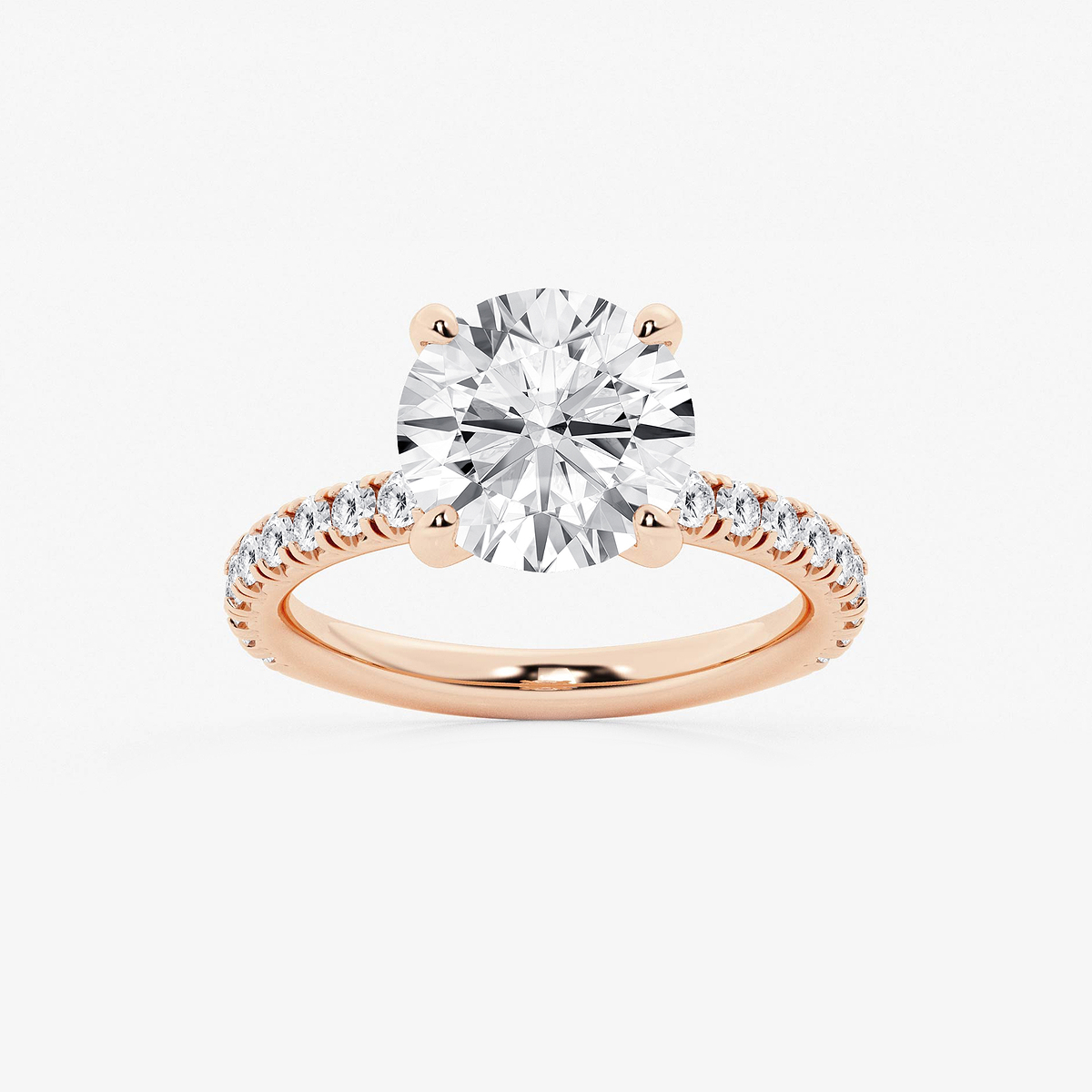 3 3/8 ctw Round Lab Grown Diamond Side Stone Engagement Ring