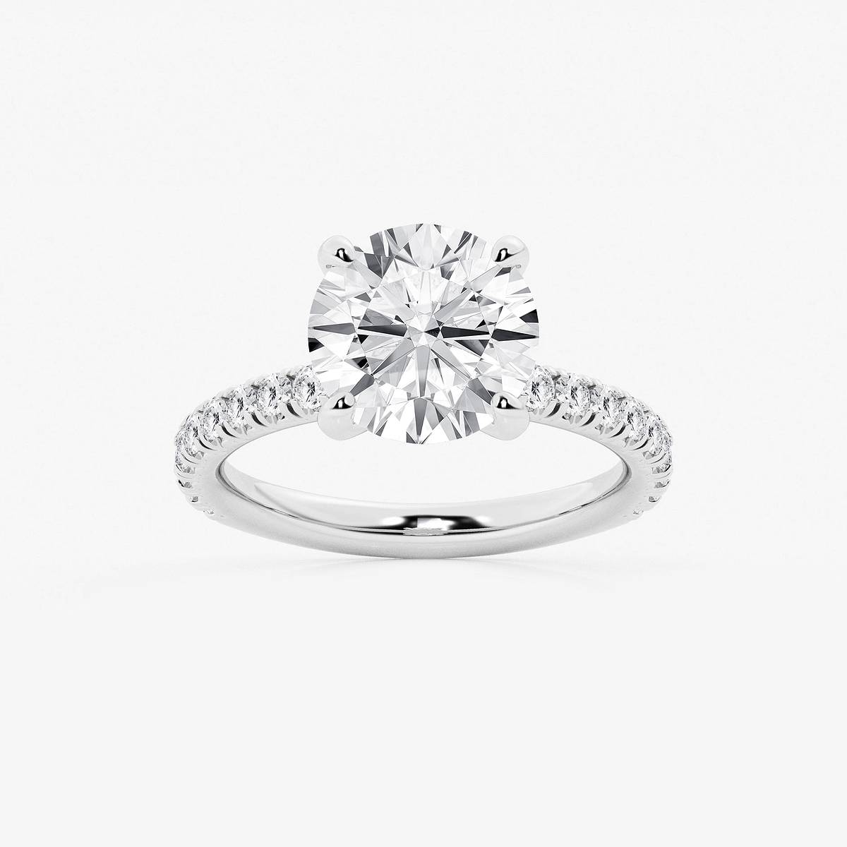 3 3/8 ctw Round Lab Grown Diamond Side Stone Engagement Ring