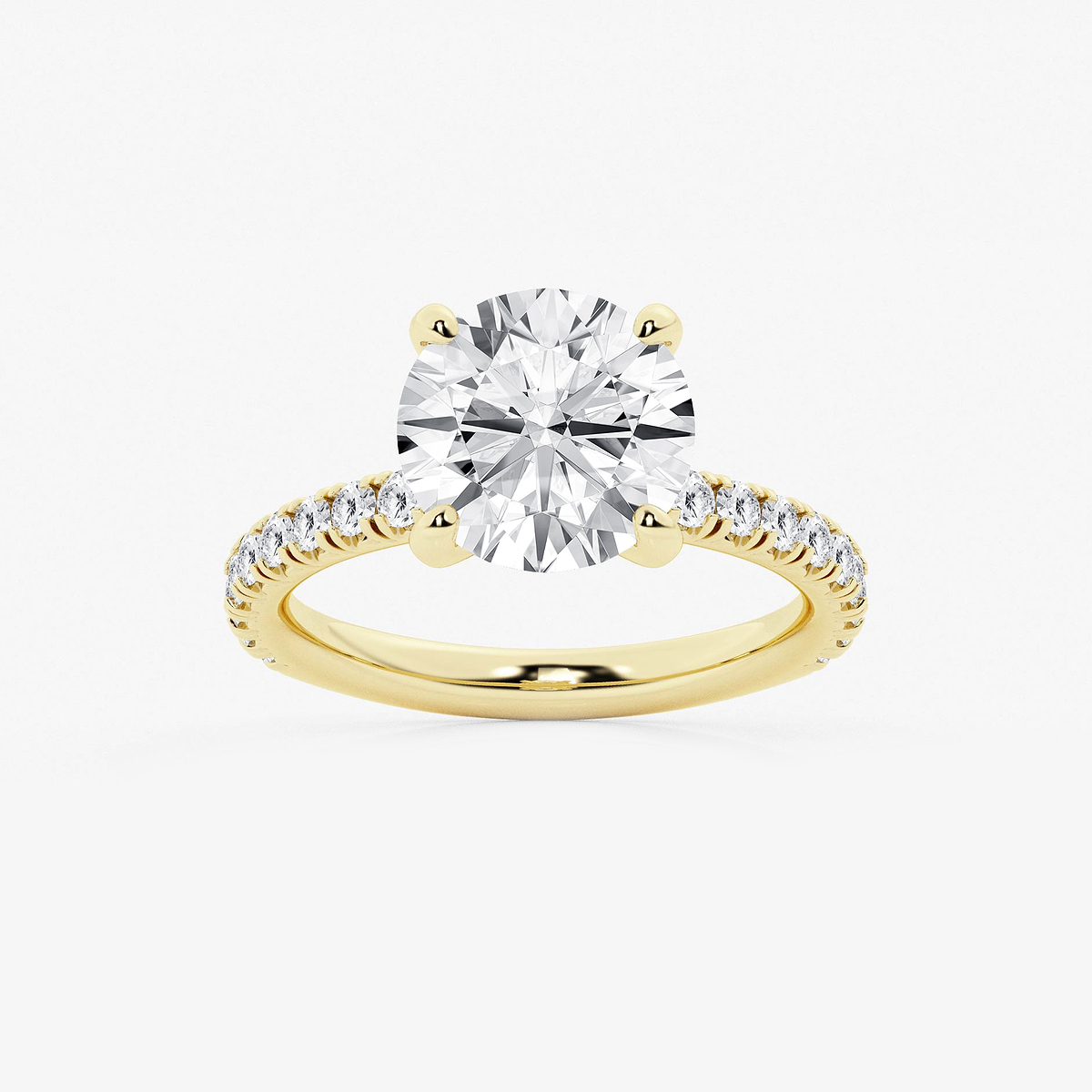 3 3/8 ctw Round Lab Grown Diamond Side Stone Engagement Ring