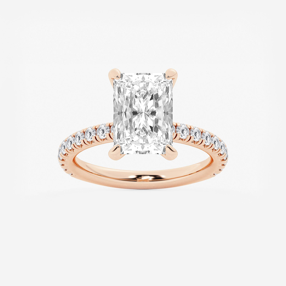 3 3/8 ctw Radiant Lab Grown Diamond Side Stone Engagement Ring
