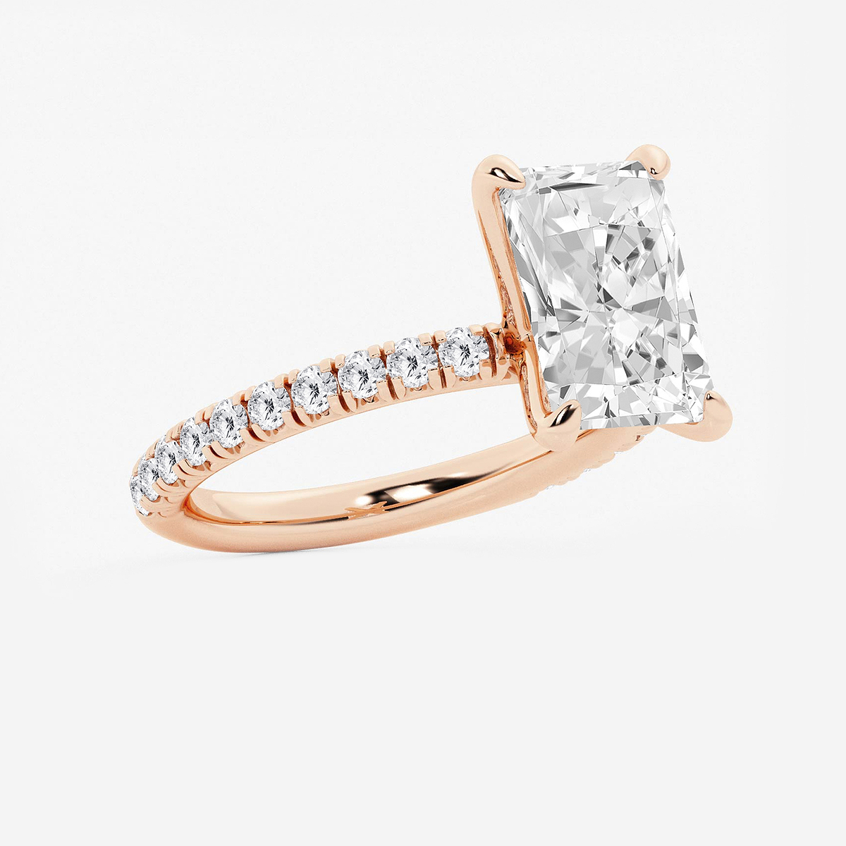 Additional Image 1 for  3 3/8 ctw Radiant Lab Grown Diamond Side Stone Engagement Ring