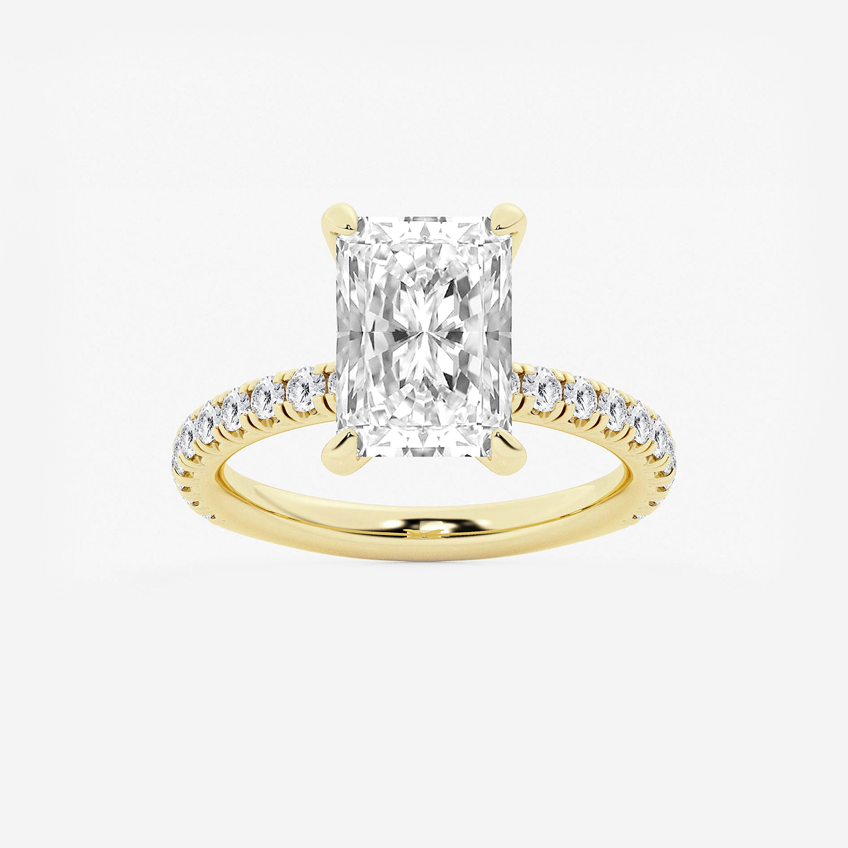 3 3/8 ctw Radiant Lab Grown Diamond Side Stone Engagement Ring