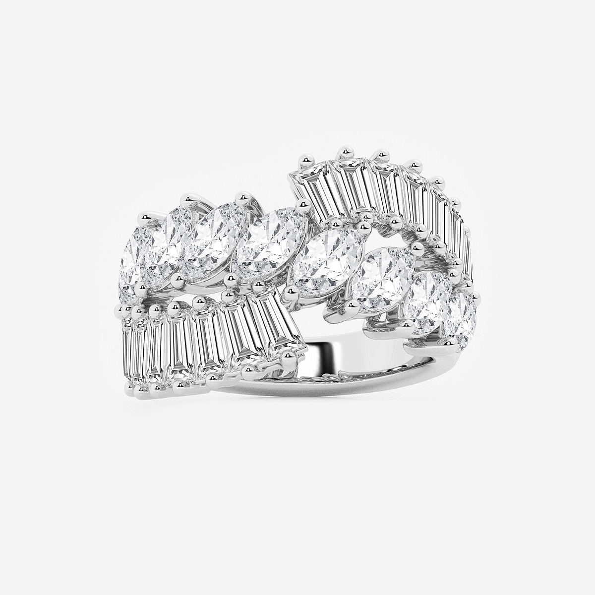 3 2/3 ctw Marquise Lab Grown Diamond Tapered Baguette Cocktail Ring