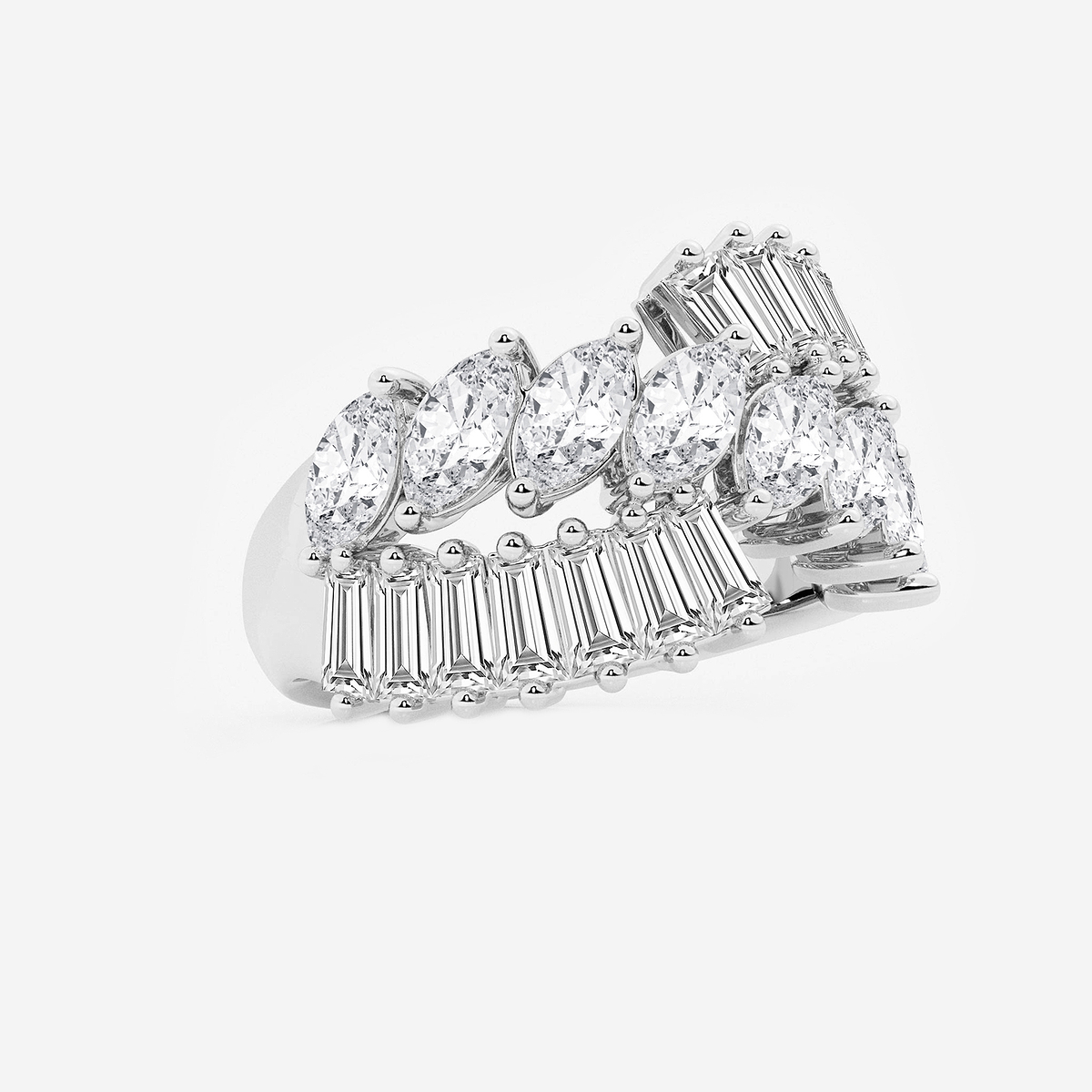 Additional Image 1 for  3 2/3 ctw Marquise Lab Grown Diamond Tapered Baguette Cocktail Ring