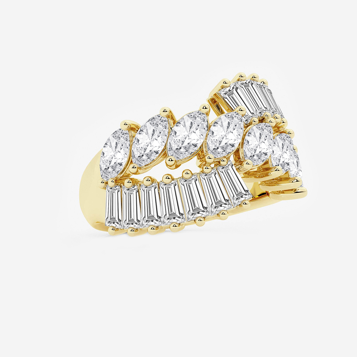 Additional Image 1 for  3 2/3 ctw Marquise Lab Grown Diamond Tapered Baguette Cocktail Ring