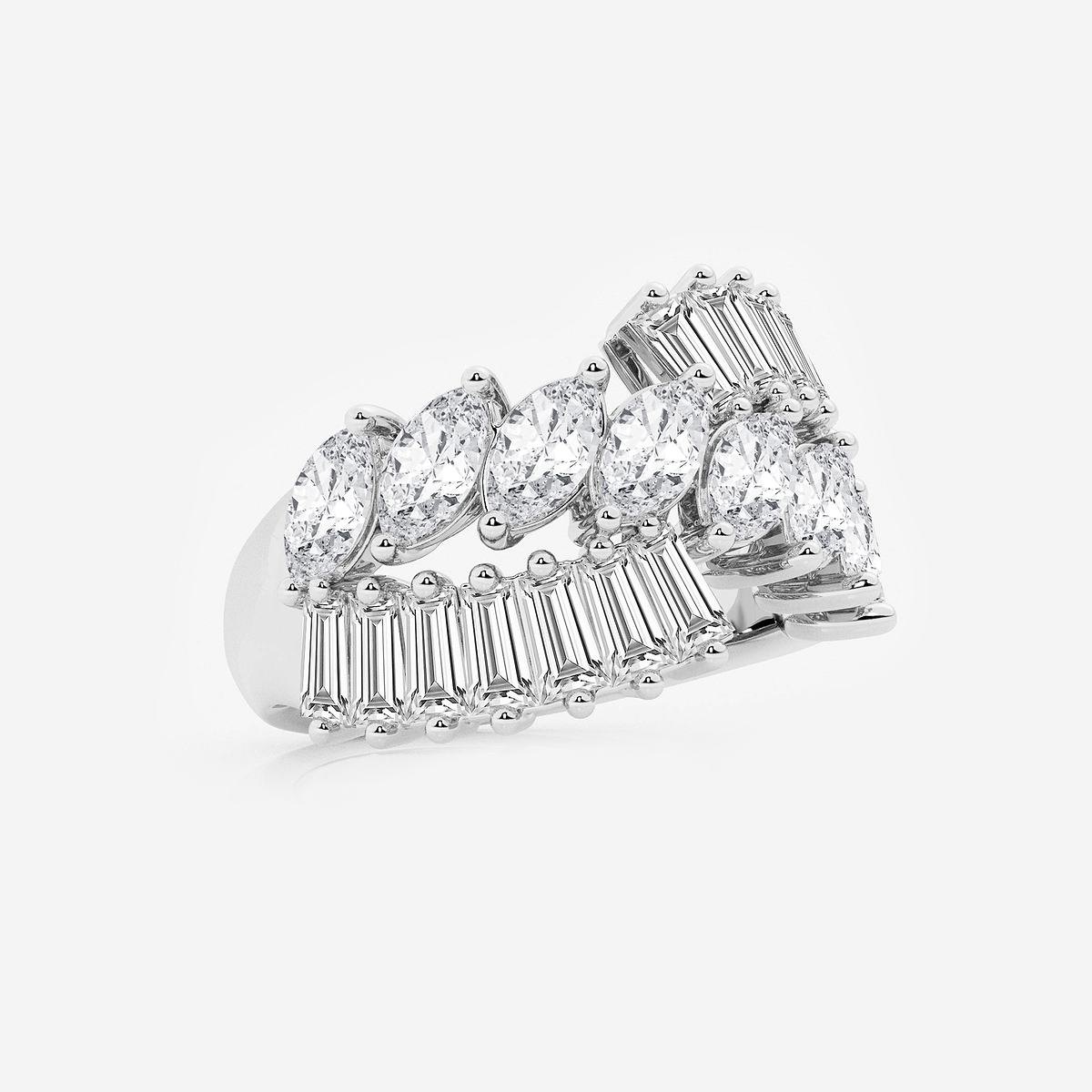 Additional Image 1 for  3 2/3 ctw Marquise Lab Grown Diamond Tapered Baguette Cocktail Ring